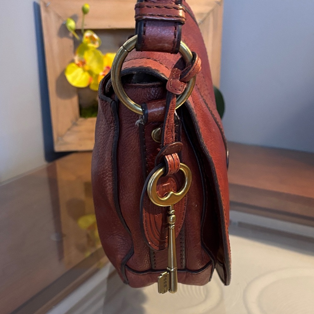 Fossil Vintage Brown Leather Crossbody Saddle Bag - Picture 5 of 14